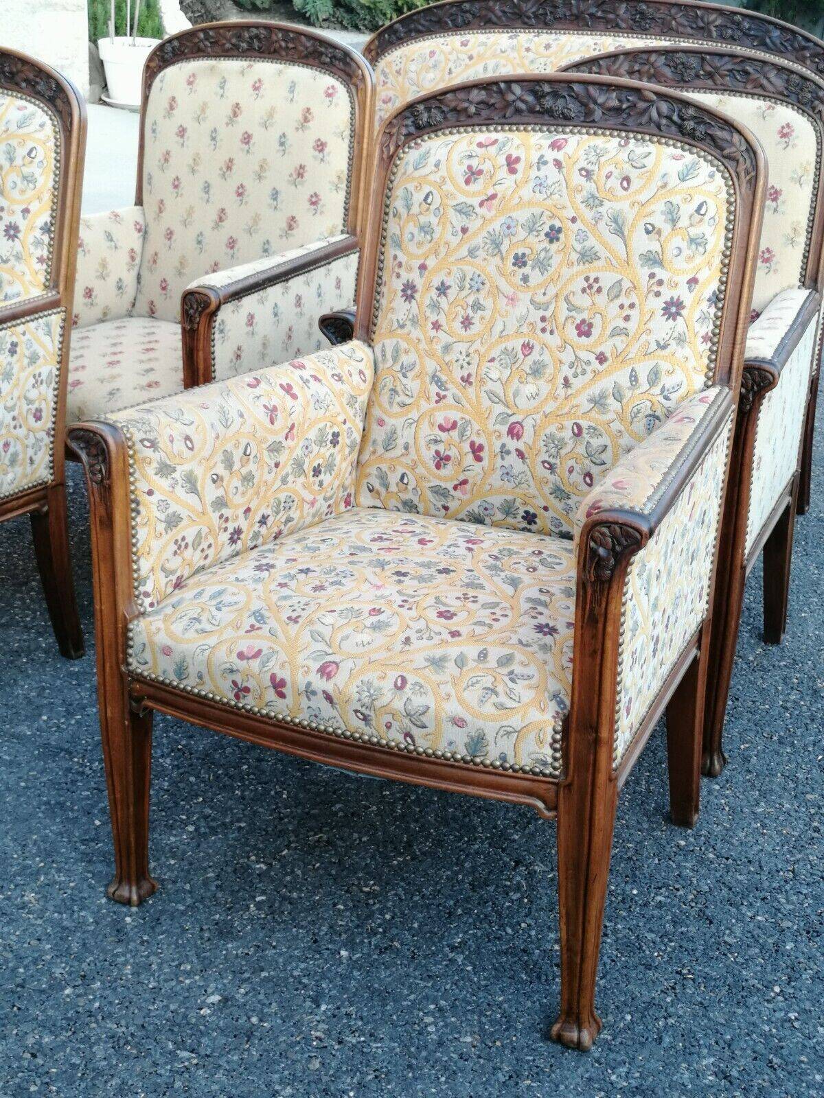 Art Nouveau living room: 4 armchairs + Jugendstil sofa 1900 chair