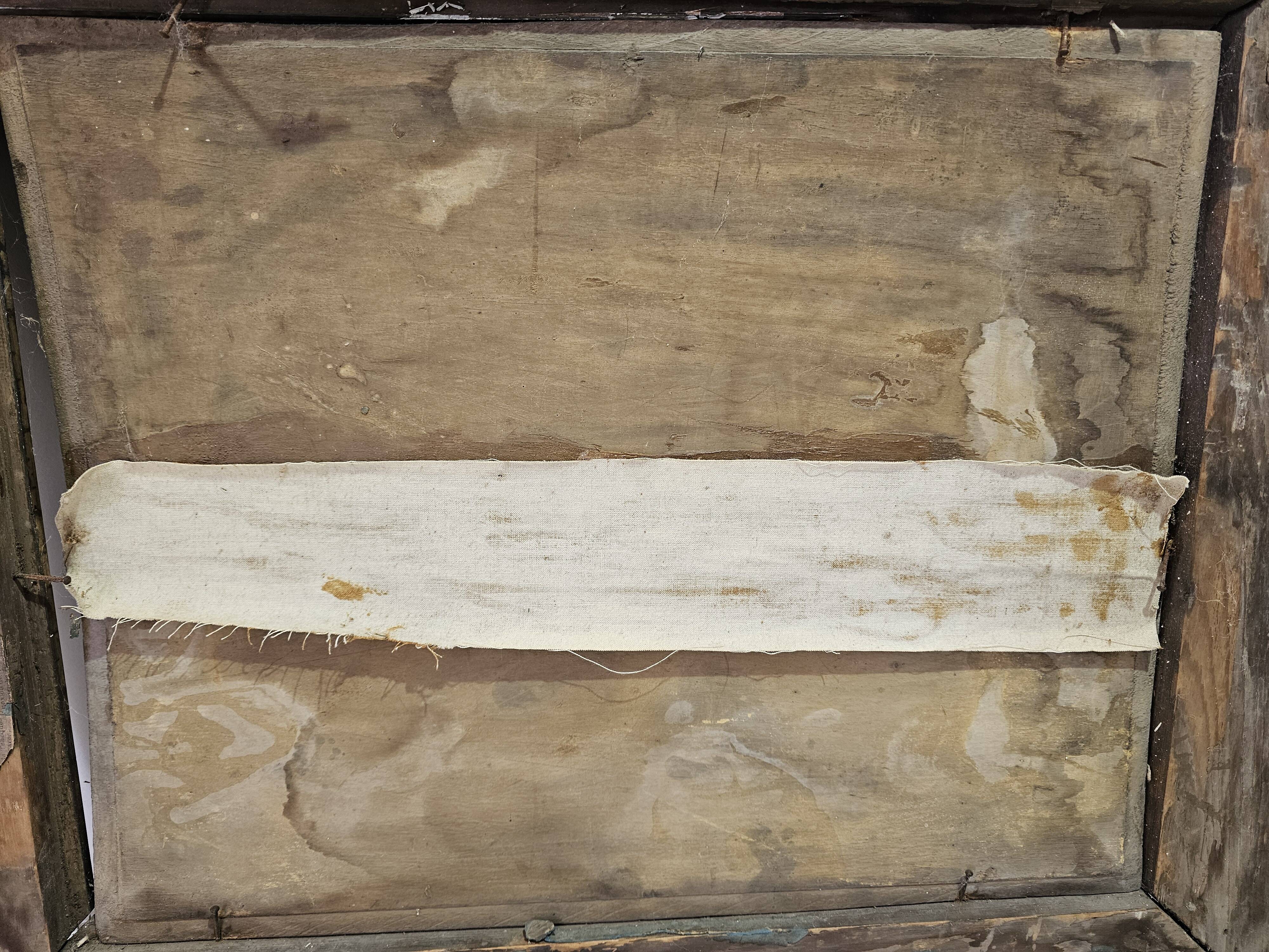 Oil painting panel - Countryside landscape Ploughing scene Signed Plaisant XI