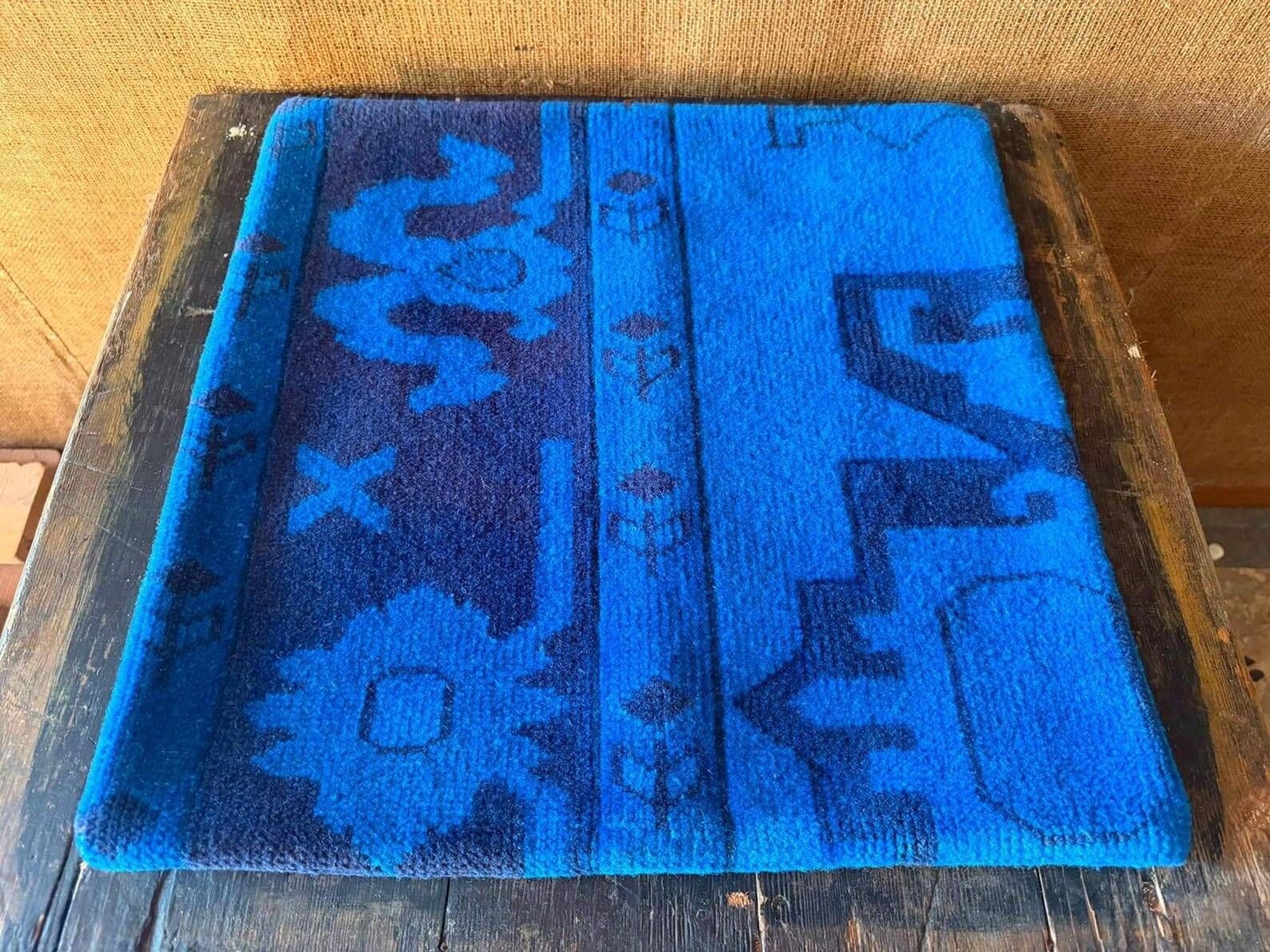 Vintage Turkish Wool Tribal Pillow, 18x18 Hand-Knotted Rug Cushion