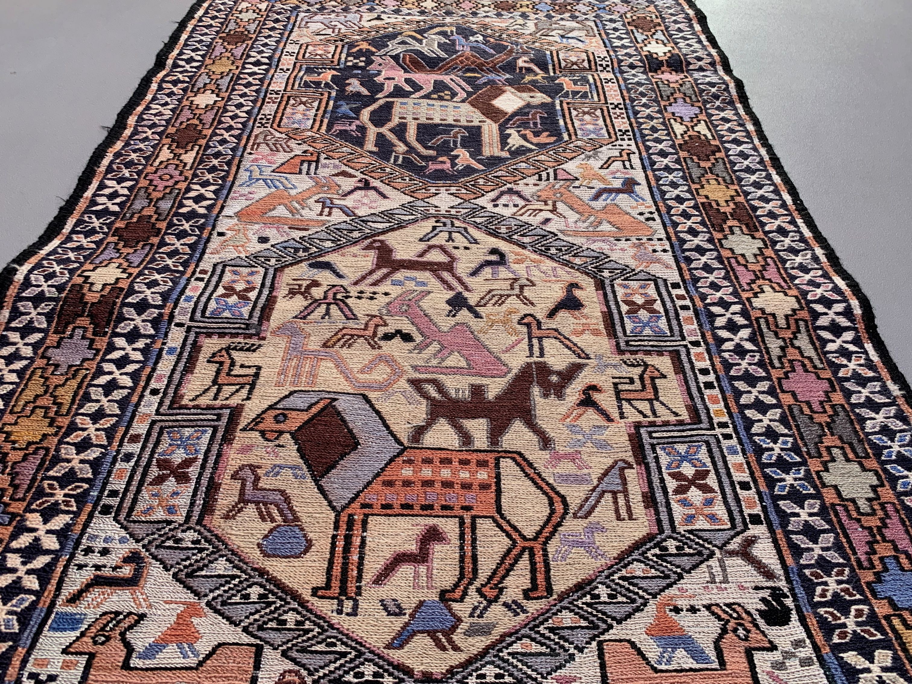 Old turkish soumak kilim runner 303x73 cm