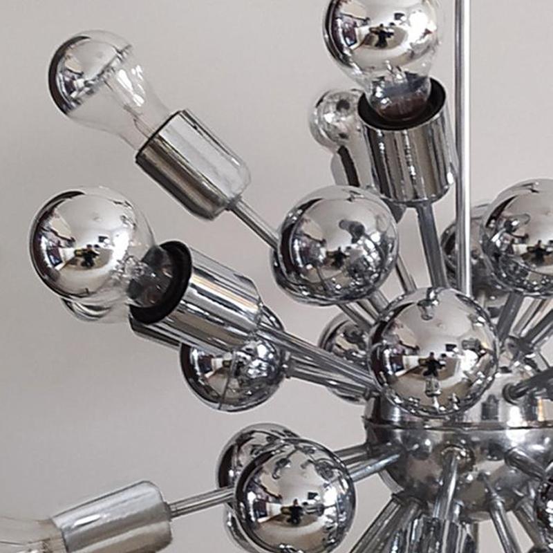 Chandelier sputnik by goffredo reggiani in chrome, made in italy 1970