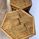 Vintage Boho Mid Century Bamboo Hexagonal Side Coffee Tables Flower Stools