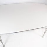 Super Ellipse dining table with white laminate by Piet Hein and Arne Jacobsen