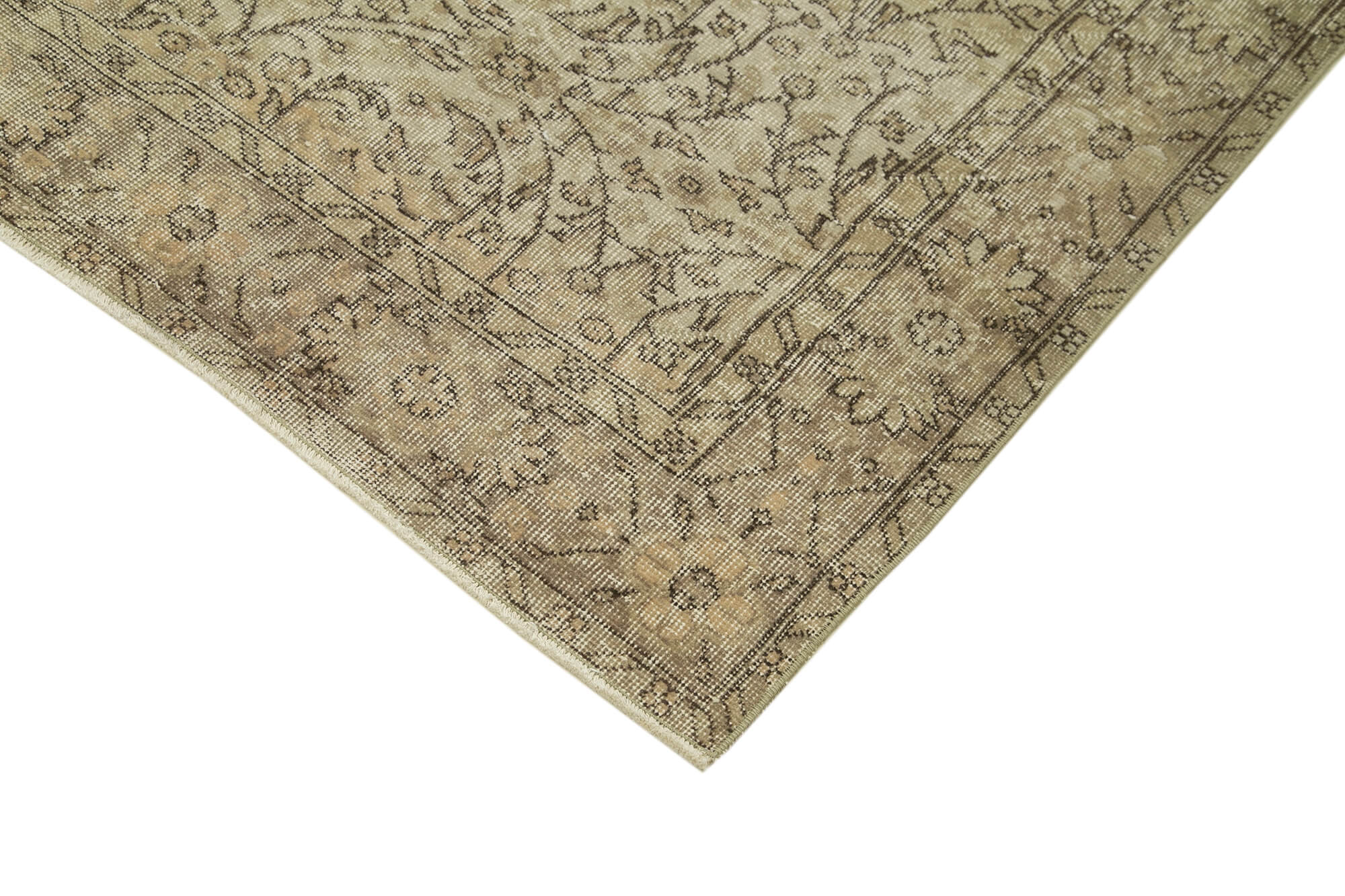 Handwoven vintage anatolian beige carpet 188 cm x 296 cm