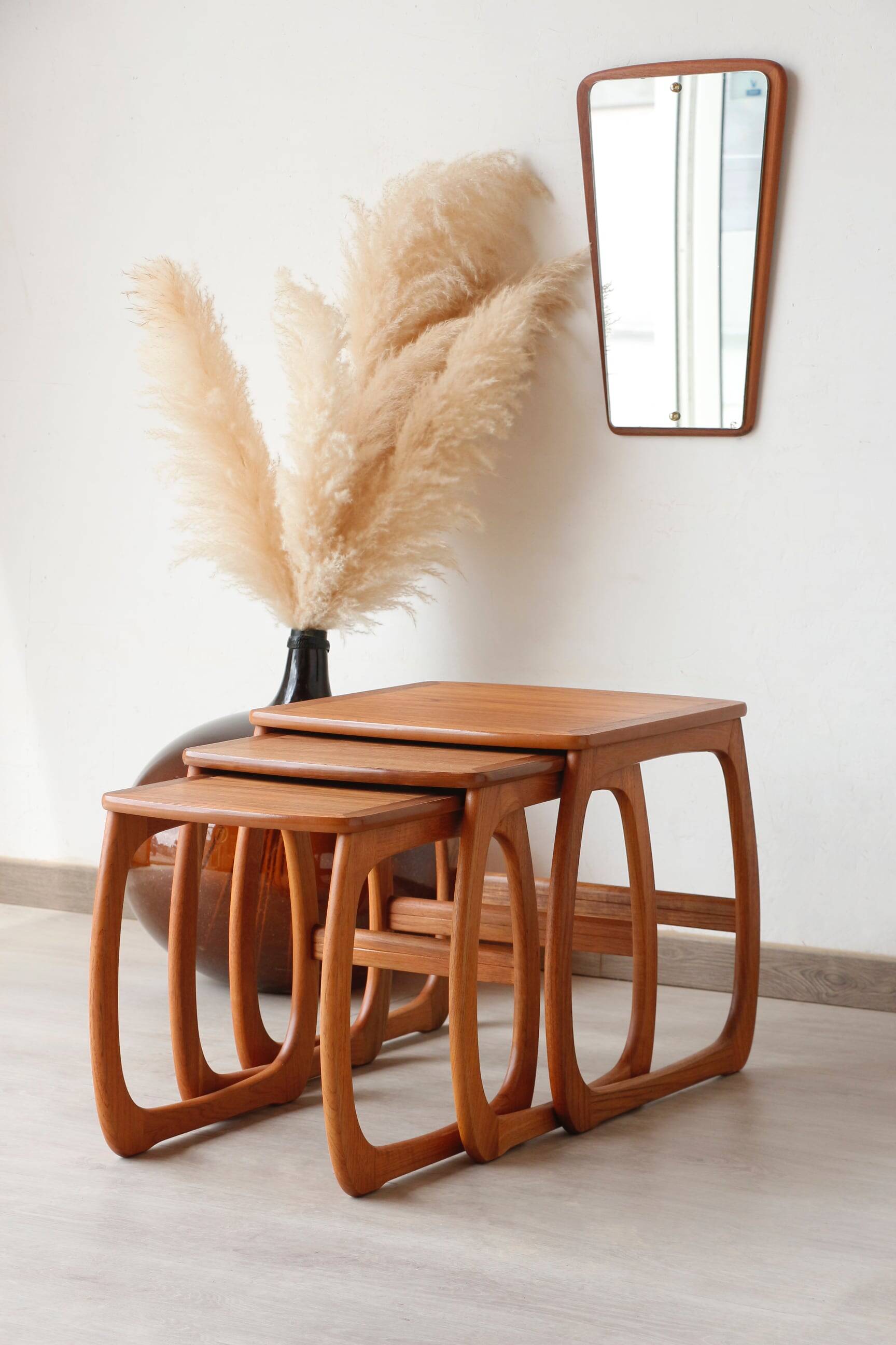 Vintage Teak Nesting Tables – 1960s Design | Nathan Furniture