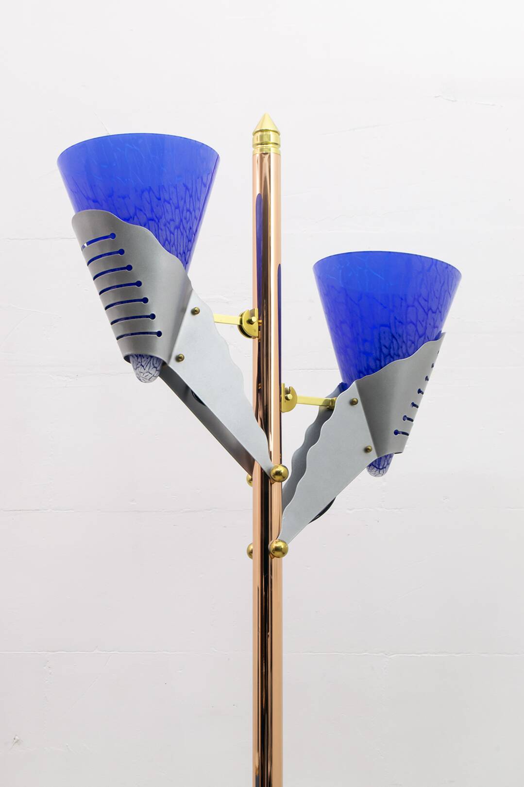 Relco Milano Modernist Italian Murano Glass and Brass Floor Lamp, 1980s