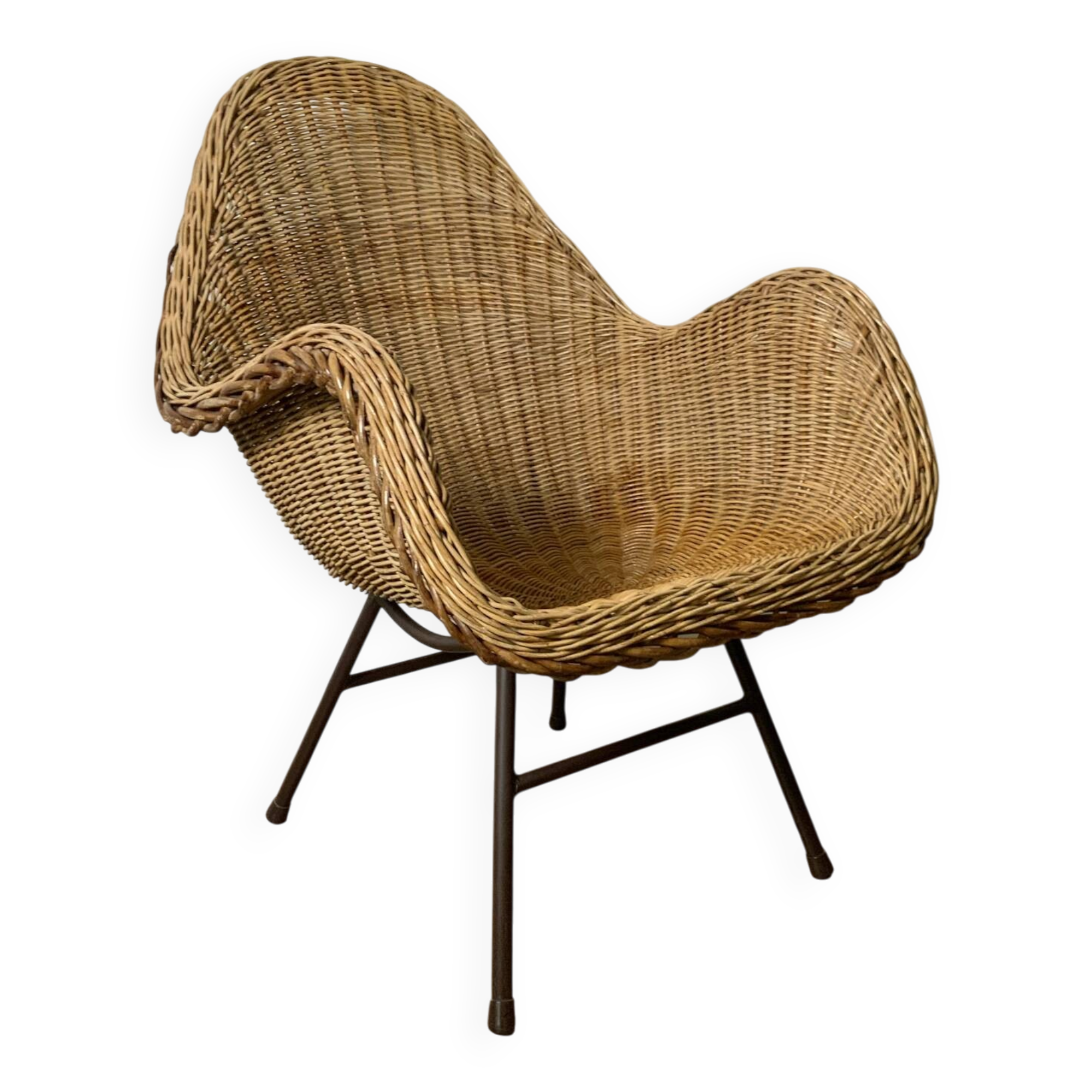 Mid-century wicker armchair