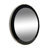 Miroir rond à décor noir années 60