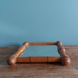 Turned wooden frame mirror 19.5 x 14