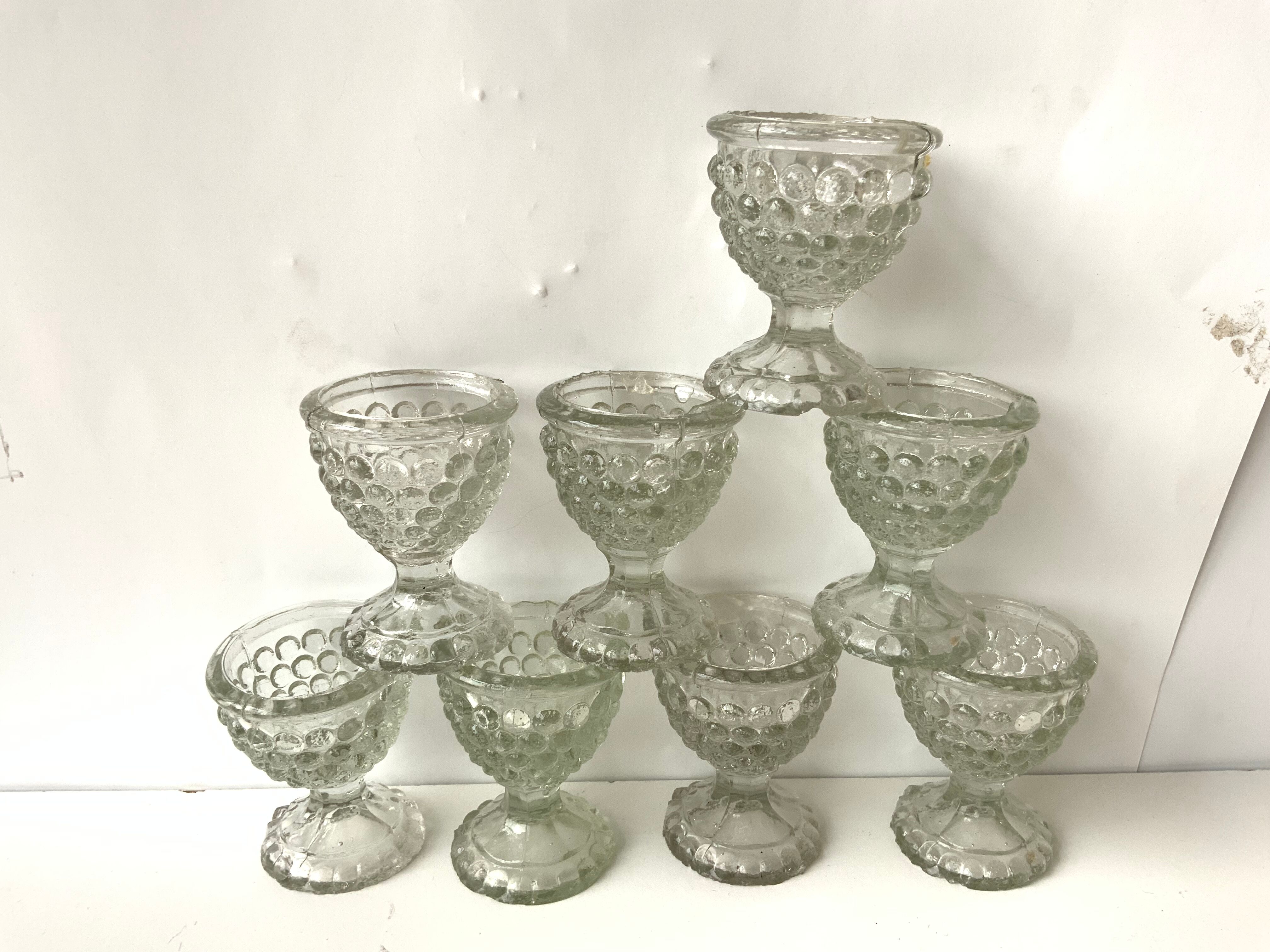 8 coquetiers en verre vintage
