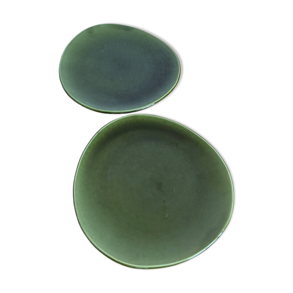Lot 2 assiettes dessert émaillées