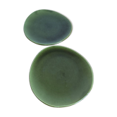 Lot of 2 enamelled dessert plates