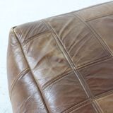 Seventies vintage patchwork leather pouf