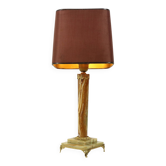 Lampe de table colonne en onyx et laiton classique du 20e siècle