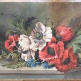 Tableaux ancien anémone mesure 61x46
