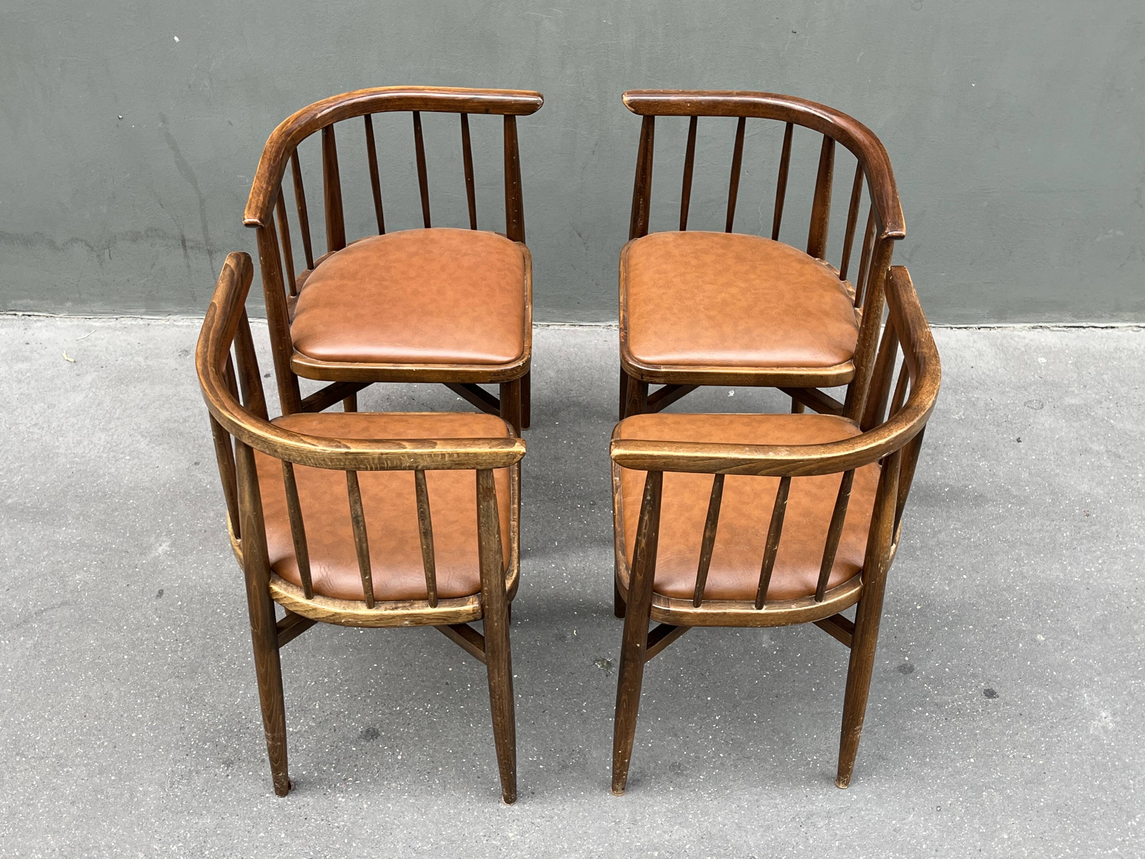 Thonet set of 4 built-in chairs 60s / 70s