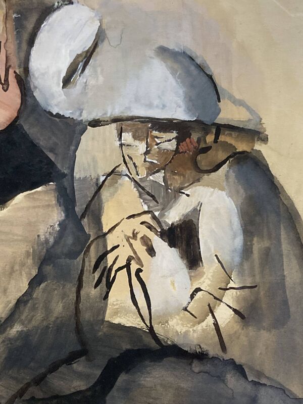 Manolo Ruiz-Pipó (1929-1998), Couple Biotin, aquarelle et gouache, 1959