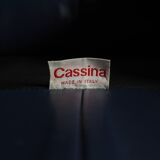 Two Cassina Maralunga two-seat sofas in blue leather by Vico Magistretti, Italy