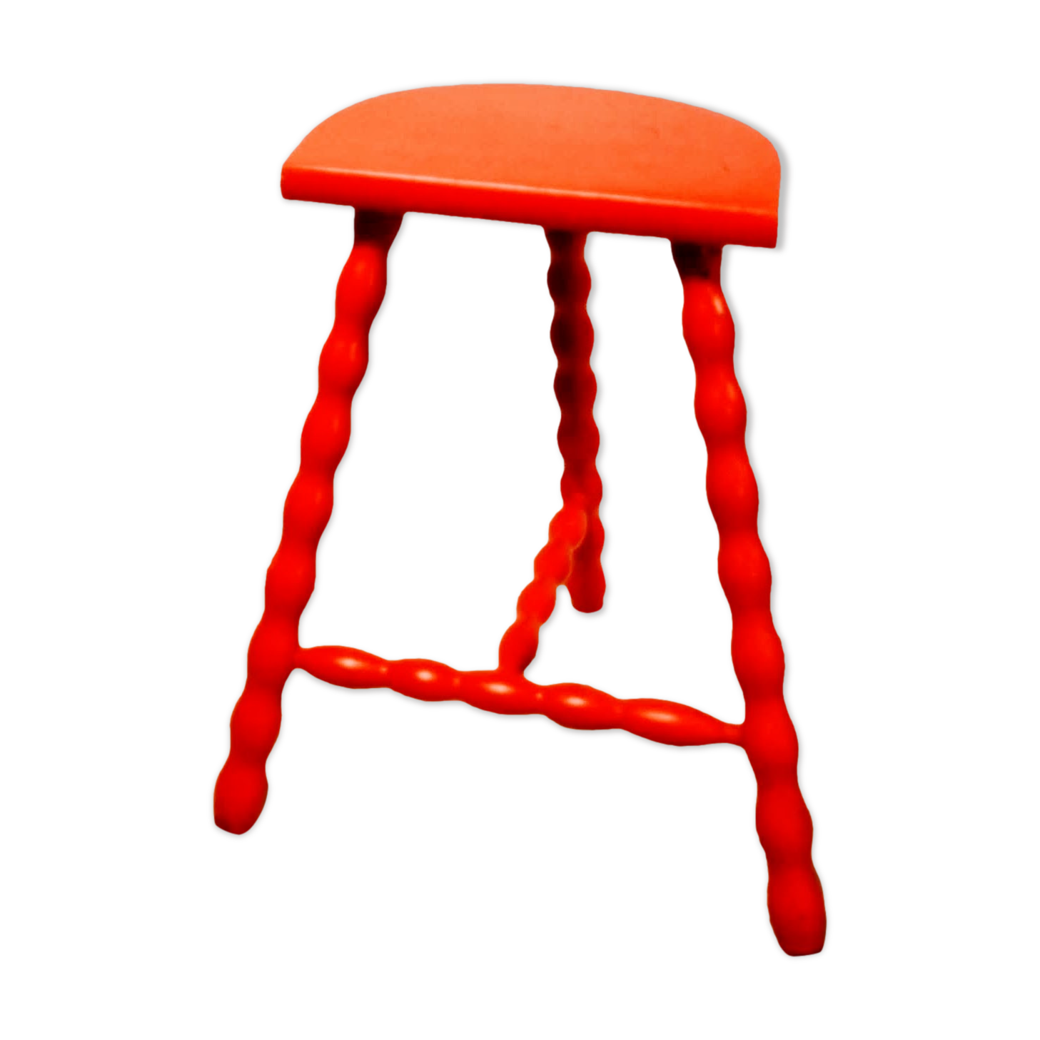 Turned wooden tripod stool