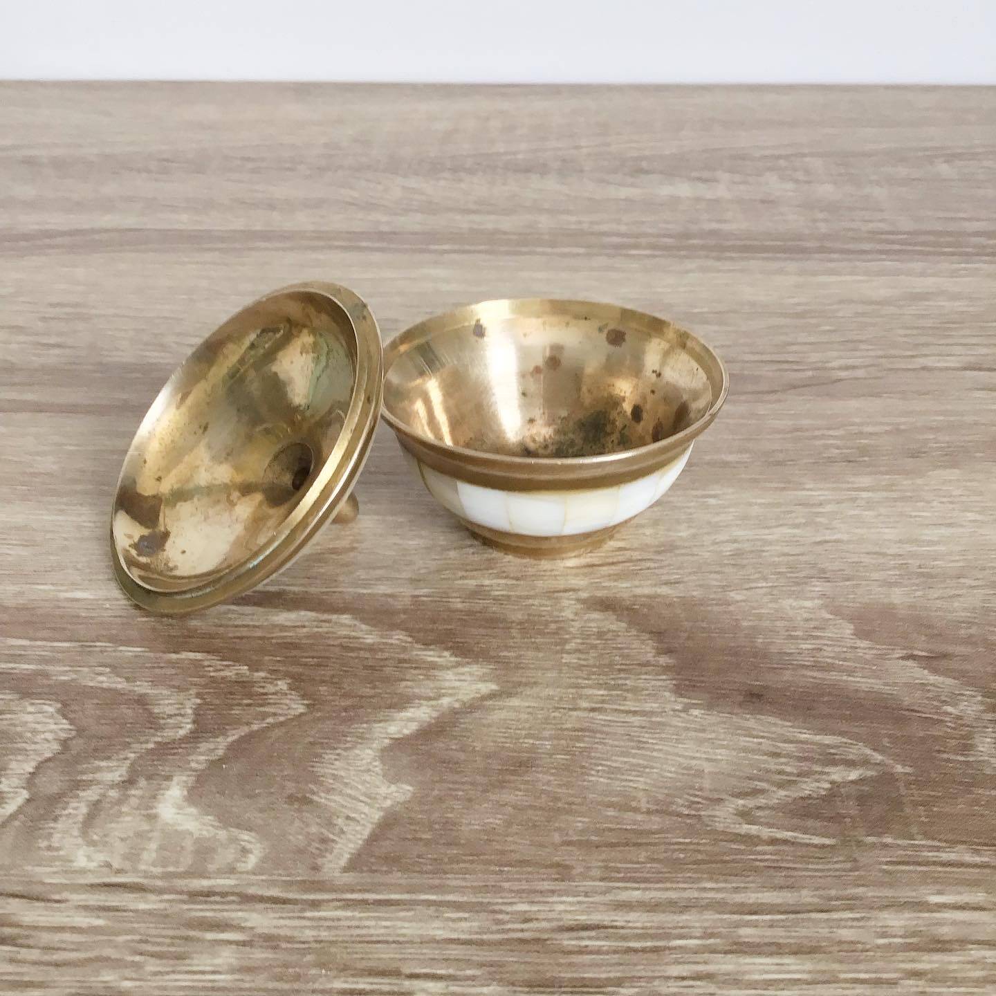 Vintage brass and mother-of-pearl box