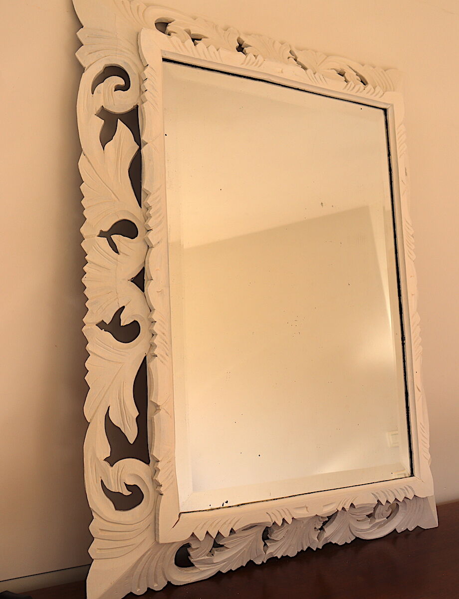 Miroir biseauté Henri II en blanc