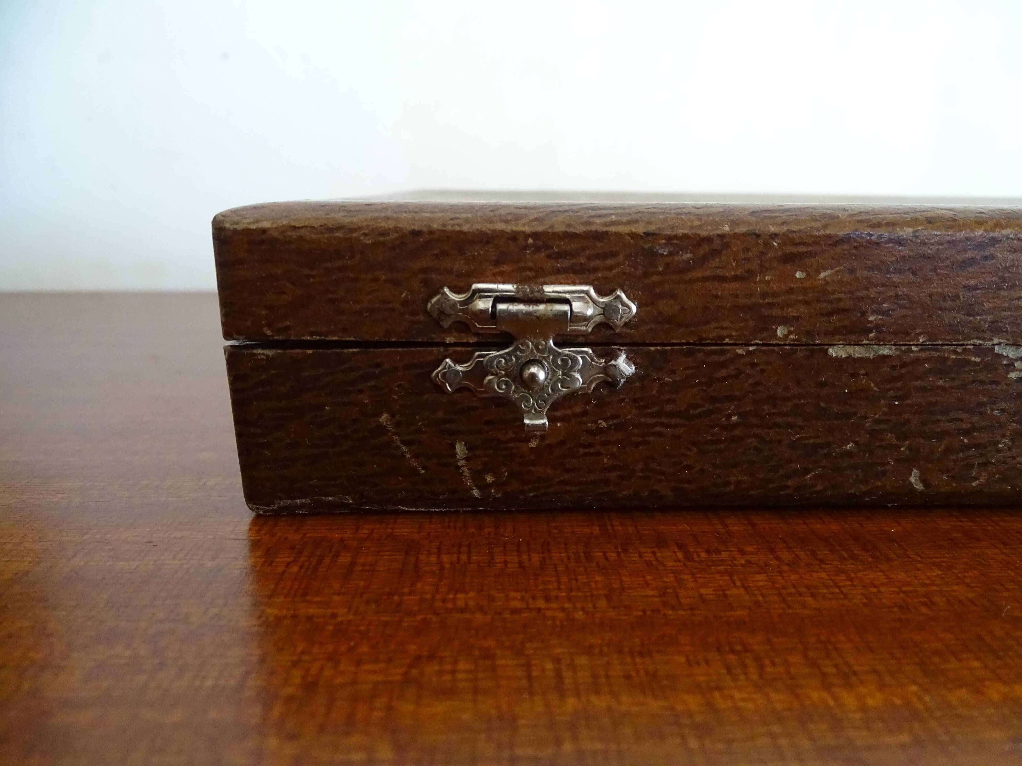 12 old Art Deco horn and stainless steel knives in case