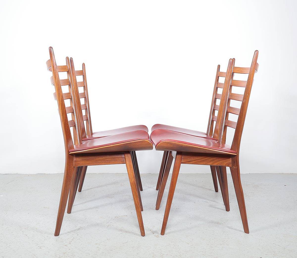 Vintage teak wooden ladder chairs, 1960s
