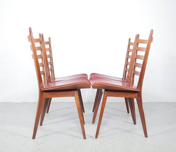 Chaises échelle vintage en bois de teck, 1960