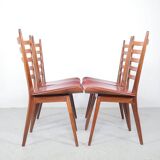 Vintage teak wooden ladder chairs, 1960s