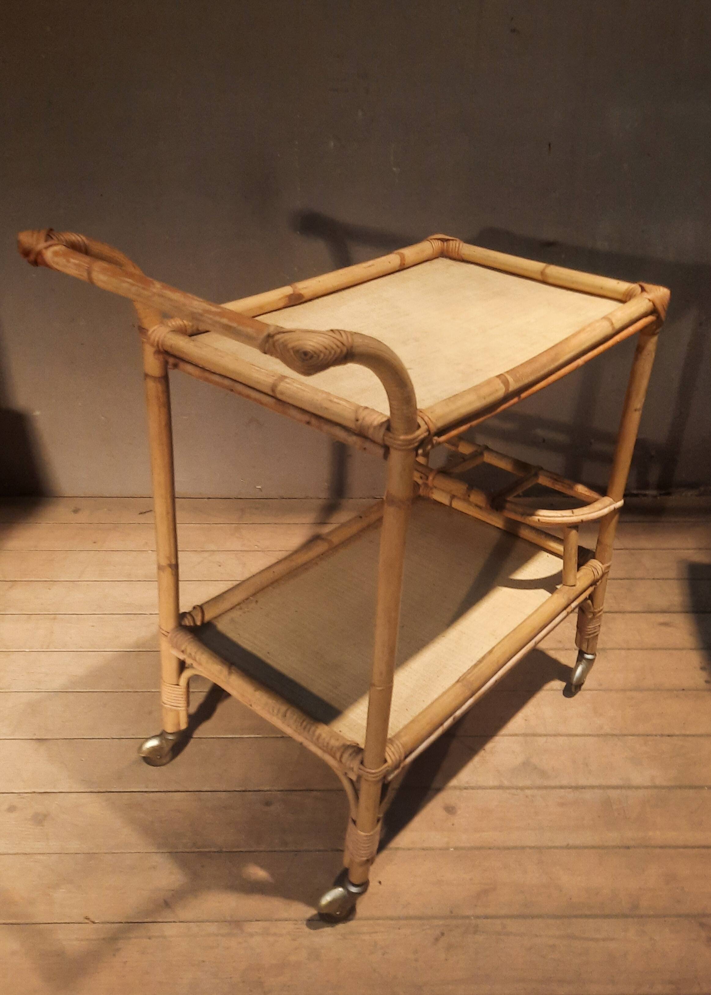Table roulante en bambou des année 1950