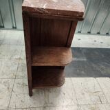Old bedside table in wood and marble