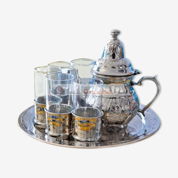 Copper and glass tea set
