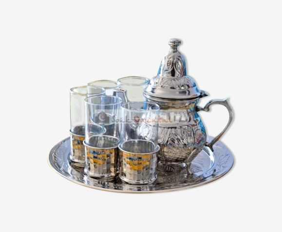 Copper and glass tea set