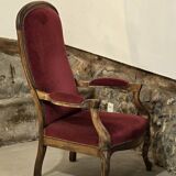 Voltaire red velvet armchair