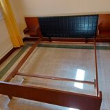 Scandinavian bed in rosewood with built-in bedside