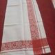 2 old red and white damask napkins