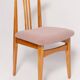 Blush pink bouclé chair mid-century in light wood by M. Zielinski, Europe, 1960s