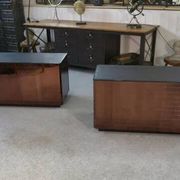 Set of 2 smoked mirrored dressing tables/jewelry counters with drawers 1970s