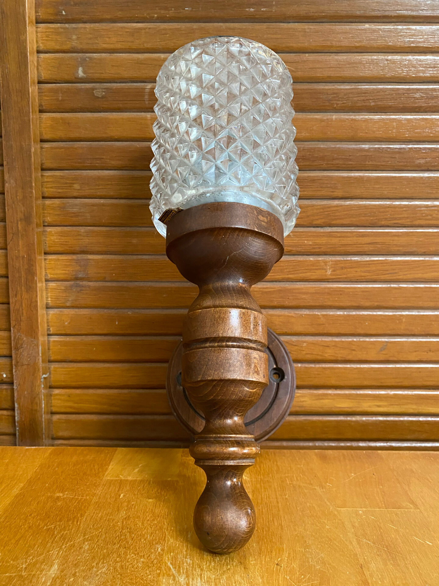 Vintage wall sconce mobelhaus wood + bohemia crystal globe