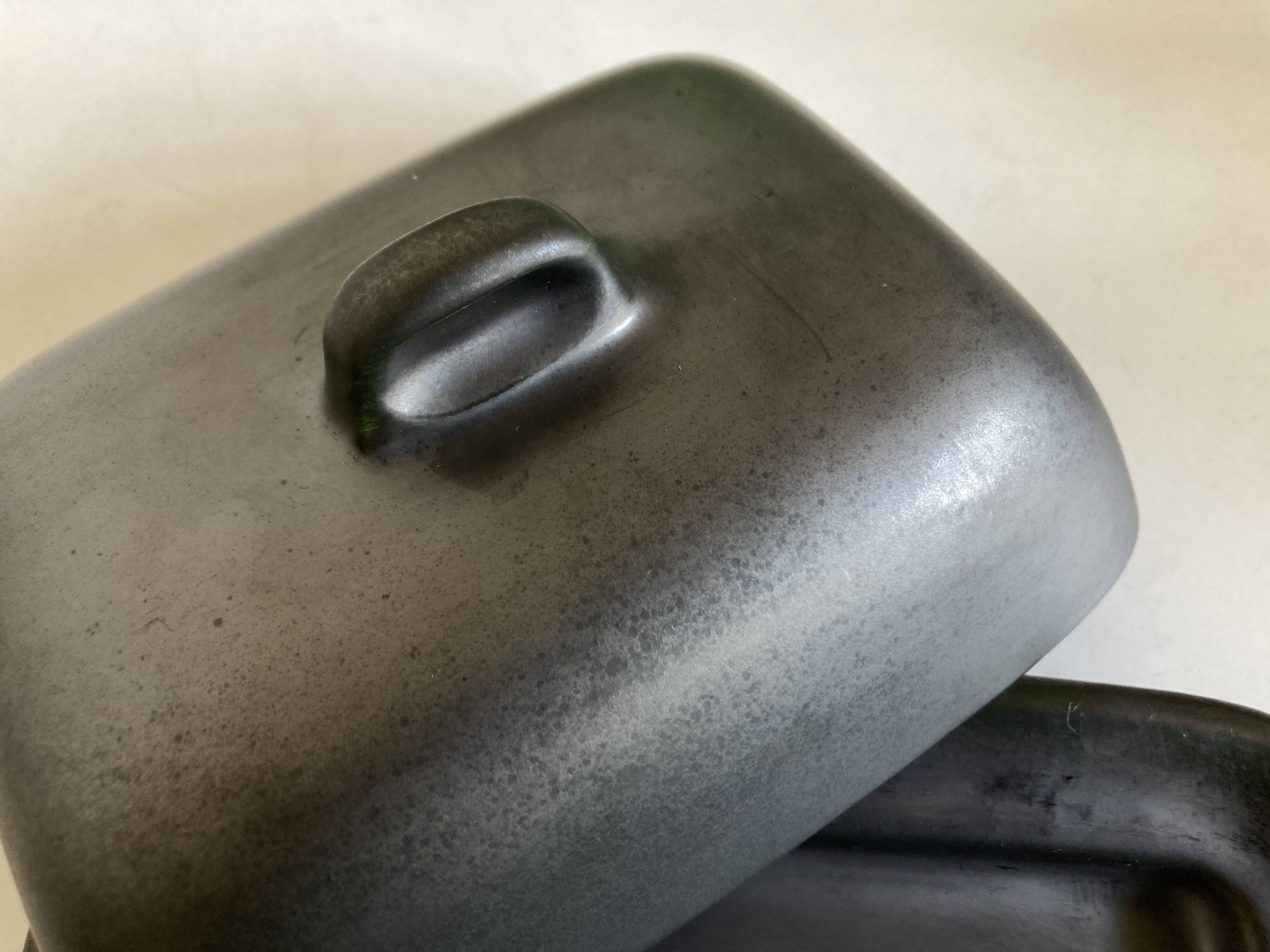 1960 Vallauris enameled earthenware butter dish