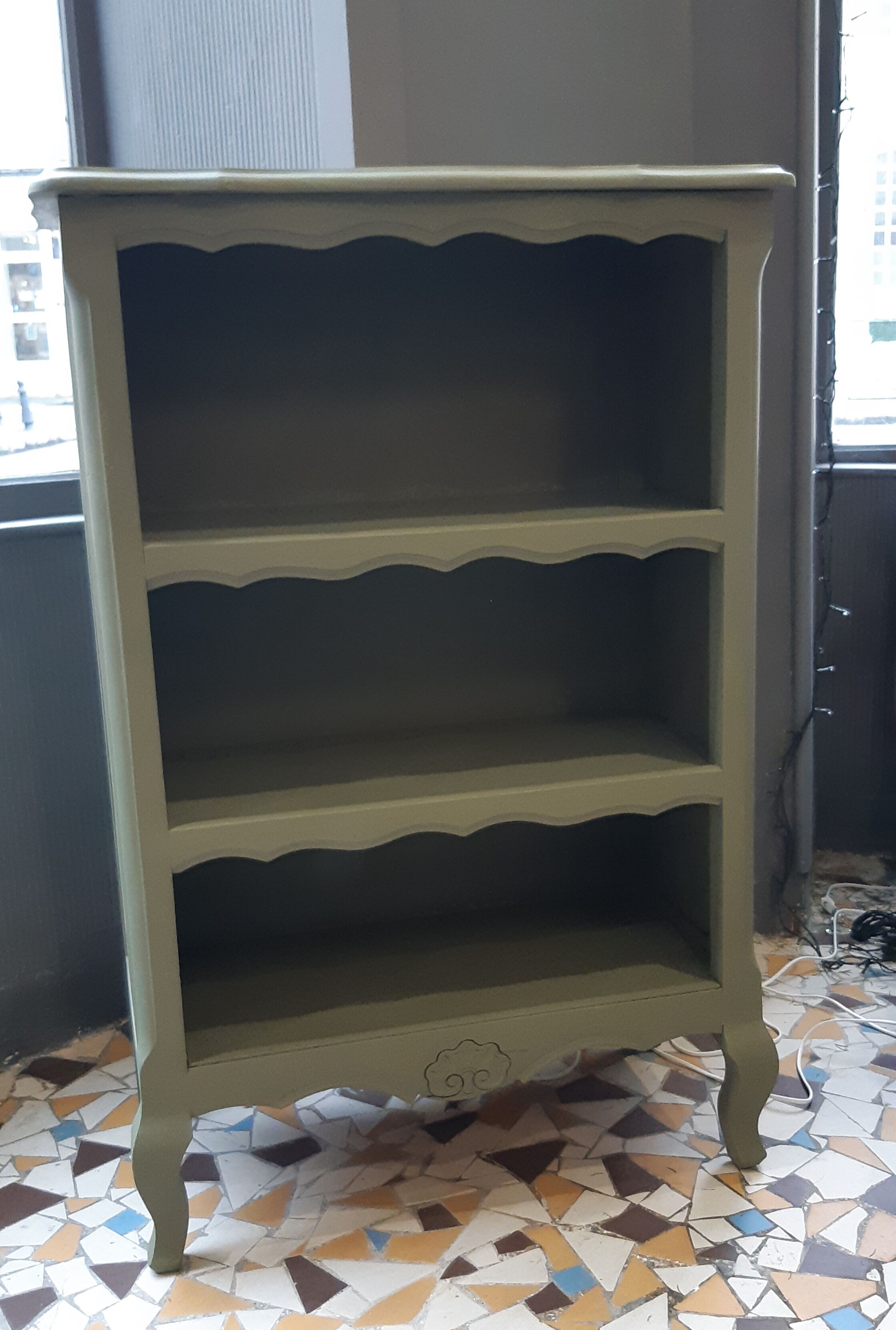 Bibus bookcase wood and khaki green