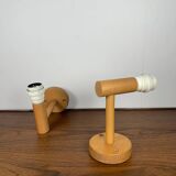 Scandinavian wooden wall light duo, beech, minimalist 1980