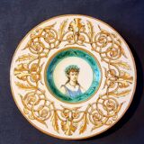 Italian faience plate with a female portrait decoration, Renaissance style.