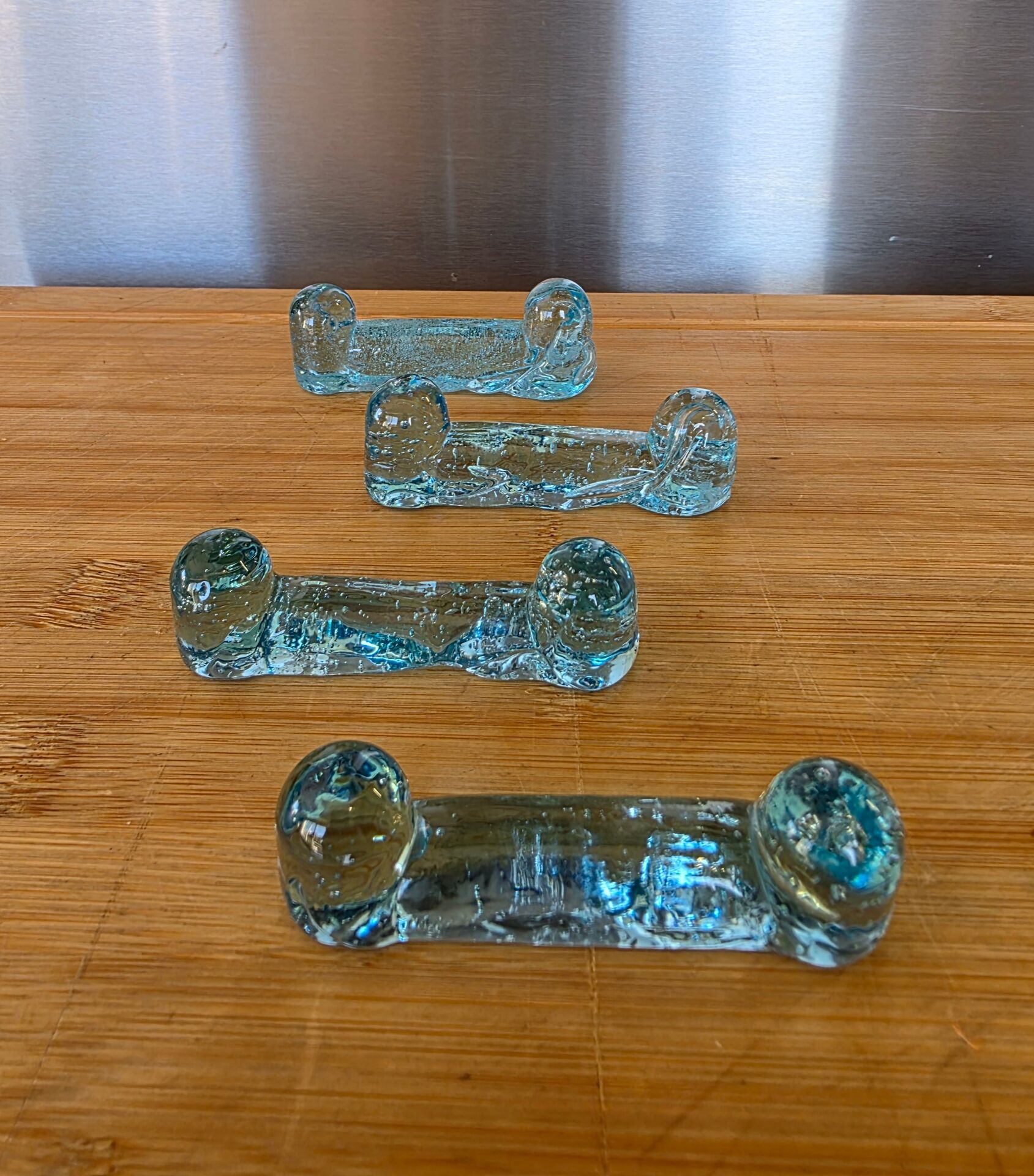 Set of 4 handcrafted glass knife rests - Biot