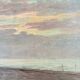Vintage original seascape oil painting, signed beachside art