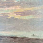 Vintage original seascape oil painting, signed beachside art