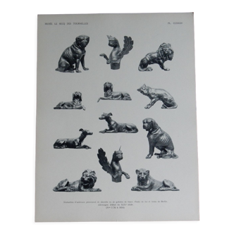 Animaux décor cheminées planche photographique de 1924 Ferronnerie