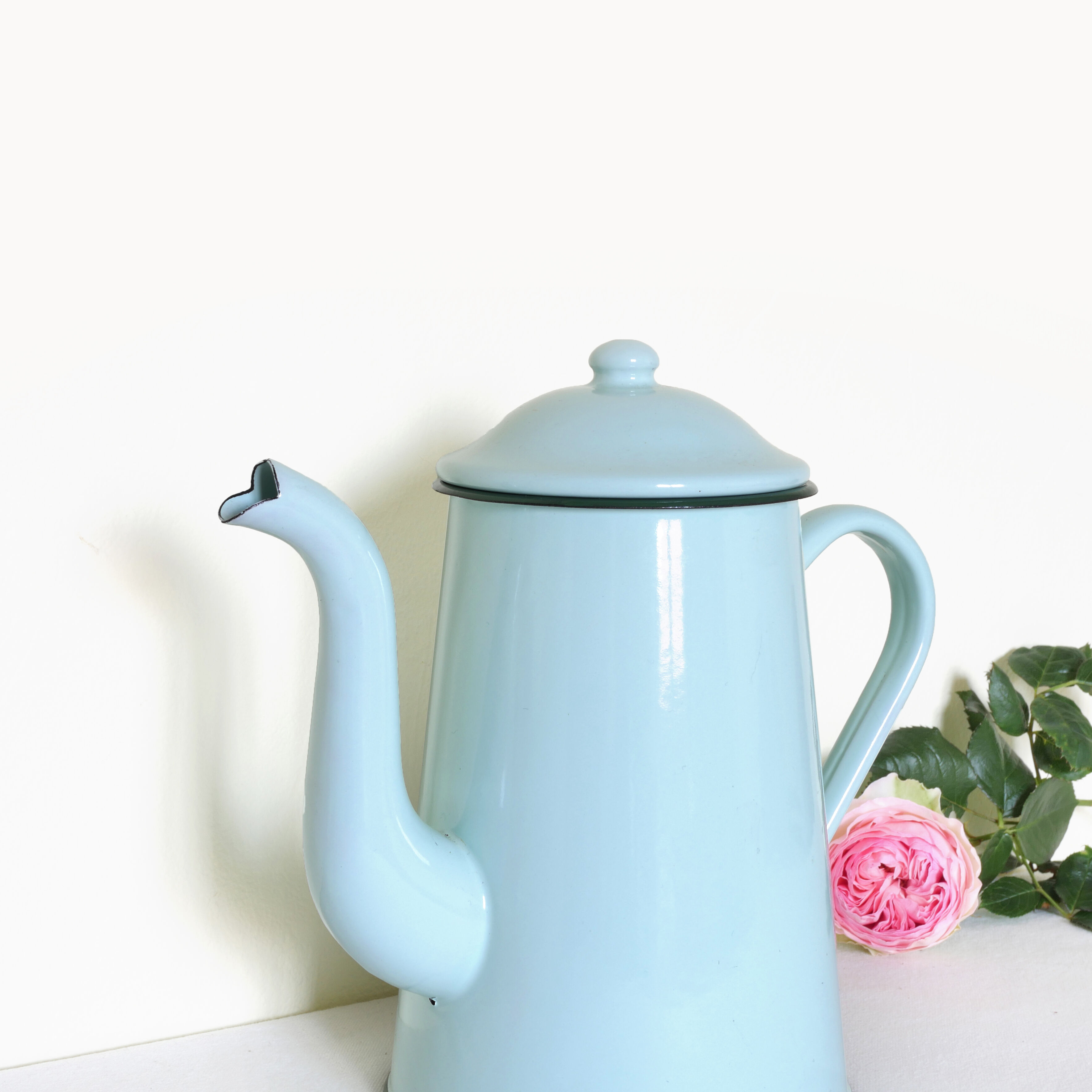Old mint enamelled coffee maker