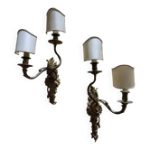 Paire d'appliques de style Louis XV - Rocaille en bronze