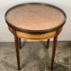 Louis XVI-style kettle table in cherry veneer with salmon marble top